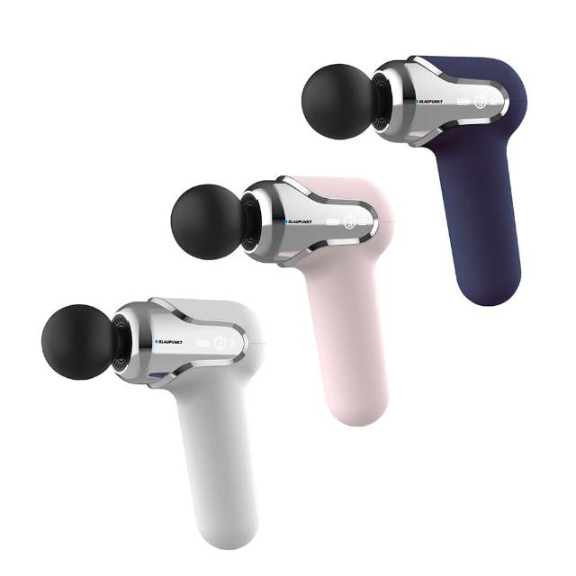 BLAUPUNKT藍寶 BPB-M11HU 粉紅色充電式按摩槍,採用ABS材質,尺寸10.6x5.2x16.9cm,重量僅387g,便於攜帶。提供6檔轉速1500-2900rpm,總功率20W,充電3.5小時續航3-7小時,適合日常肌肉放鬆。額定電壓7.4V,輸入5V 2A,產地中國大陸,BSMI許可字號xxxxxxxxxxxxx。 BLAUPUNKT藍寶 BPB-M11HU