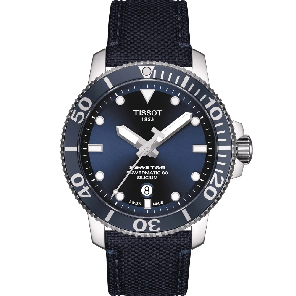 【TISSOT 天梭 官方授權】Seastar 海星系列 矽游絲 300米潛水機械錶 手錶 職場新鮮人 禮物(T1204071704101)