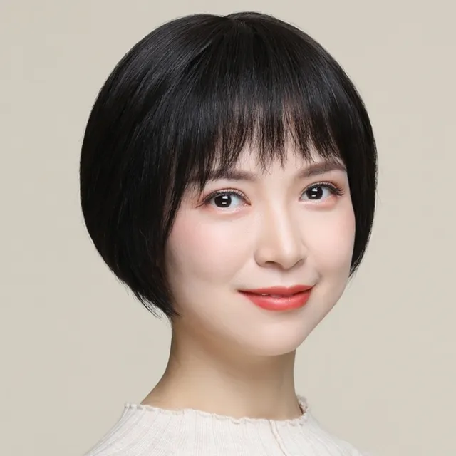 【米蘭精品】現貨+預購 女假髮整頂真髮透氣假髮片輕量假髮免打理隱形增髮整頂假髮(短髮鮑伯頭2色74cl54)