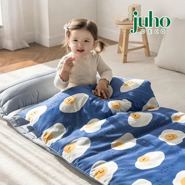 【韓國 Juho deco】兒童純棉睡袋-微笑荷包蛋(附收納袋)