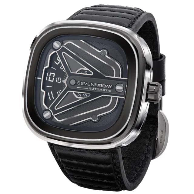 【SEVENFRIDAY】CHROME 龐克摩托車自動上鍊機械錶-黑/47.6x47mm(M3/08)
