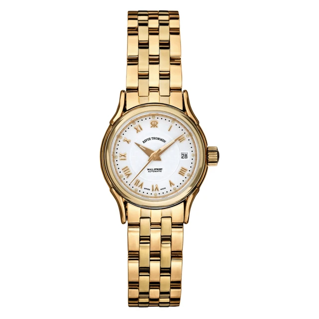 【REVUE THOMMEN 梭曼】華爾街系列 女士自動機械腕錶 銀面x鍊帶/25mm(20501.2112)