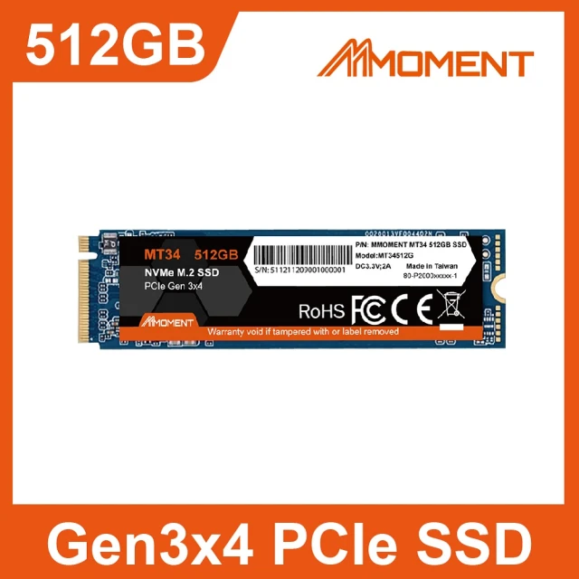 【Moment】M.2 2280 PCIe SSD固態硬碟512GB(Gen 3x4 SSD固態硬碟 512GB)