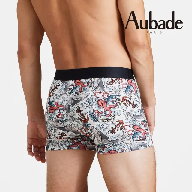 【Aubade】聯名款長版頂級莫代爾棉 彈性四角男褲 平口褲(章魚-2218)
