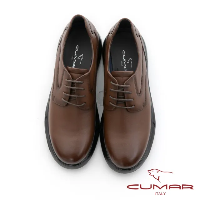 【CUMAR】商務通勤 跨界舒適百搭休閒皮鞋(咖啡色)