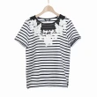 【AZUR】ROSSA 蕾絲領邊縫繡英文字母T-shirt-2色