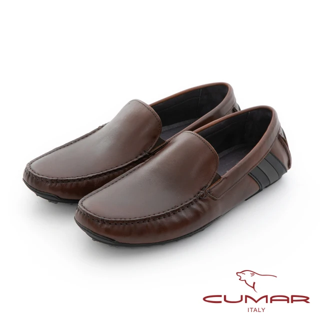 【CUMAR】樂活生活 手工縫線真皮開車鞋(咖啡色)