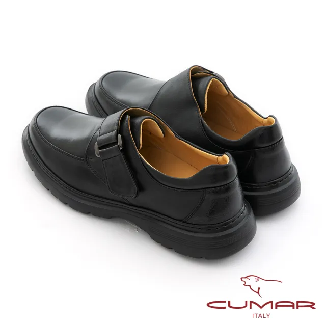 【CUMAR】舒適輕量 方便魔術貼商務鞋(黑色)