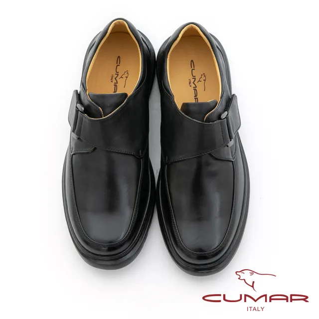【CUMAR】舒適輕量 方便魔術貼商務鞋(黑色)
