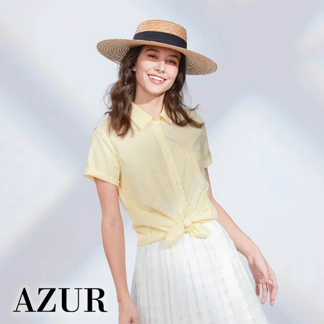 【AZUR】純棉細紋短袖襯衫-2色