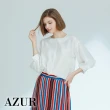 【AZUR】百搭素面剪裁圓領上衣-2色