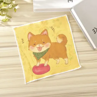 【Peter&Andy】插畫小方巾-想去散步的柴犬(台灣製送禮自用兩相宜  可作手帕/茶巾)