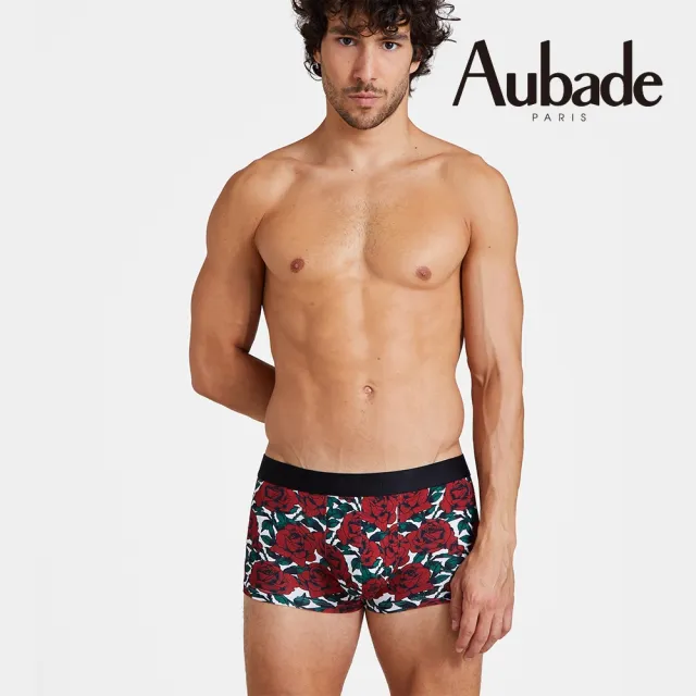 【Aubade】短版頂級莫代爾棉 彈性四角男褲 平口褲(玫瑰-2213)