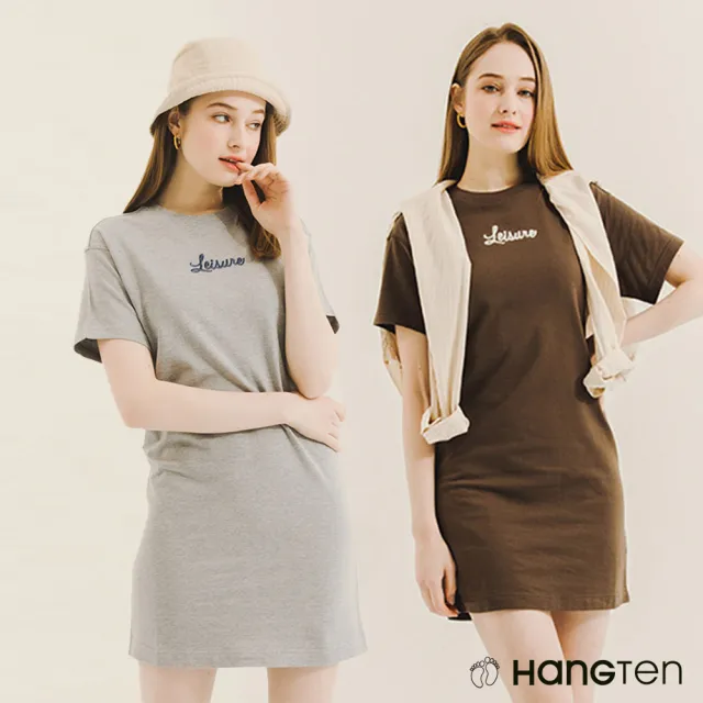 【Hang Ten】女裝-100%純棉毛巾布刺繡休閒洋裝(多款選)