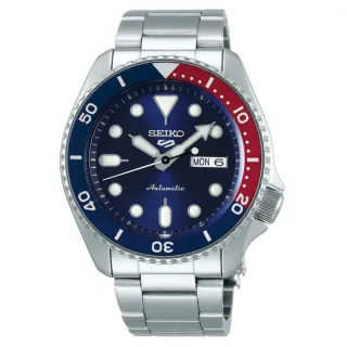 【SEIKO 精工】Seiko 5 Sports系列 精工5號不鏽鋼機械錶-藍紅框42.5mm(SRPD53K1/4R36-07G0R 水鬼)