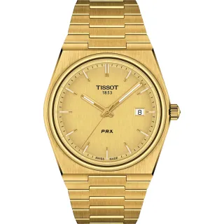【TISSOT 天梭】廣告款 PRX系列 70年代復刻石英手錶 母親節 禮物 送禮(T1374103302100)