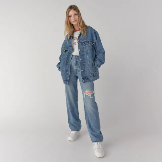 LEVIS】女款XL版牛仔外套/ 精工中藍染水洗/ 天絲棉人氣新品- momo購物