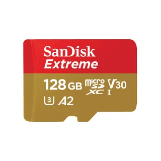 【SanDisk 晟碟】128GB 190MB/s Extreme microSDXC U3 V30 A2 記憶卡(平輸)