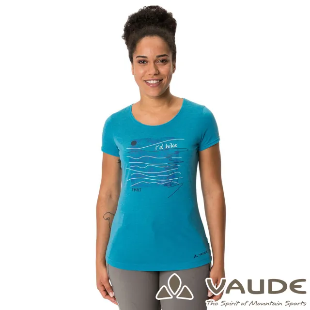 【VAUDE】女款抗菌圖騰吸濕排汗短袖T恤(VA-42626藍/彈性輕量/休閒旅遊/登山健行)