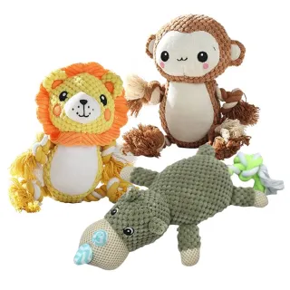 【寵物夢工廠】動物毛絨棉繩玩具(毛絨棉繩發聲玩具 貓玩具 狗玩具 寵物玩具 啾啾玩具 玉米粒絨發聲玩具)