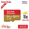 【SanDisk 晟碟】[極速升級 全新版] 64GB Extreme microSDXC V30 A2 記憶卡(讀取170MB/s 原廠永久保固)