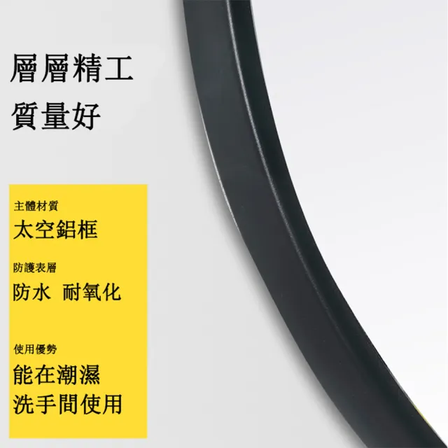 【E家工廠】圓鏡 免打孔明鏡 梳妝鏡 50公分明鏡 浴室鏡子 掛鏡 壁掛鏡 化妝鏡 廁所鏡(205-50公分圓鏡金色)