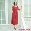 【RED HOUSE 蕾赫斯】優雅蕾絲繡花剪接洋裝(紅色)