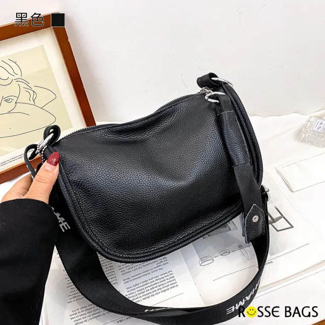 【Rosse Bags】簡約時尚大容量軟皮單肩包(現+預  黑色)