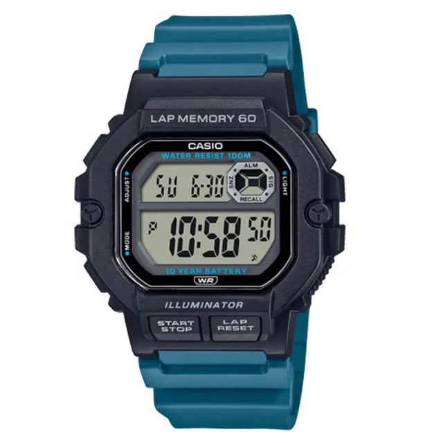 【CASIO 卡西歐】CASIO 電子錶 運動訓練 十年電力 樹脂錶帶 防水100米 WS-1400H(WS-1400H-3A)