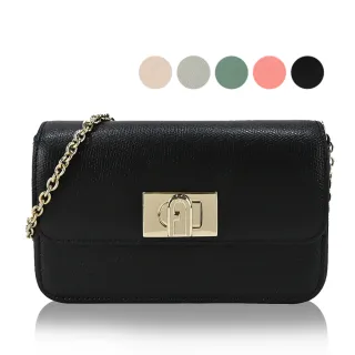 【FURLA 芙拉】1927 拱門轉扣荔枝紋鏈帶斜背包(多色選)