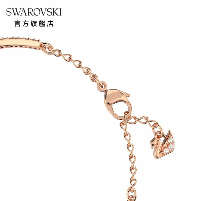 【SWAROVSKI 官方直營】Sparkling Dance 手鐲 白色 鍍玫瑰金色調