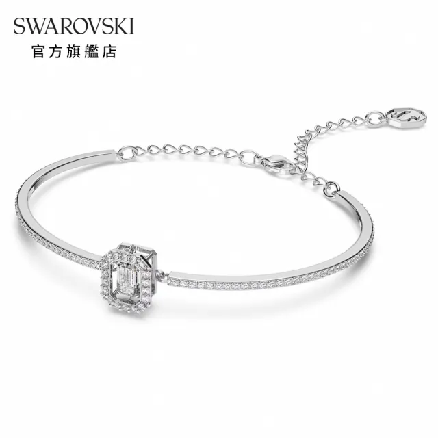 【SWAROVSKI 官方直營】Millenia 手鐲 八角形切割 白色 鍍銠 交換禮物