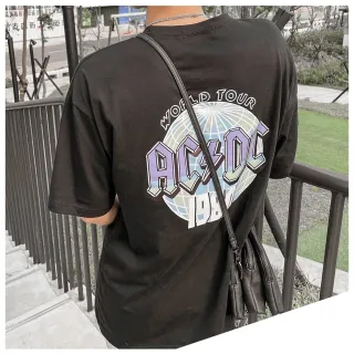 【Dition】復古1980地球儀DC落肩短t 寬版oversize短袖上衣(雷射漸層地球印花)