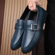【ANSEL】真皮皮鞋 牛皮皮鞋/真皮牛皮百搭質感皮帶釦飾造型商務皮鞋-男鞋(藍)