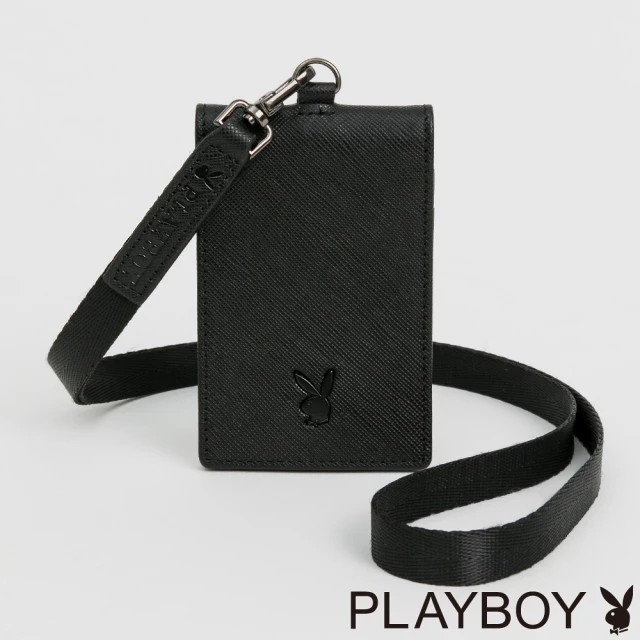 PLAYBOY 證件夾附頸掛繩 Centers系列(黑色)