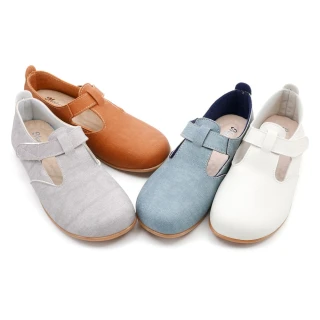 【101 玩Shoes】mit.大尺碼文青瑪麗珍T字舒適休閒鞋(白色/灰色/藍色/棕色 41-44碼)