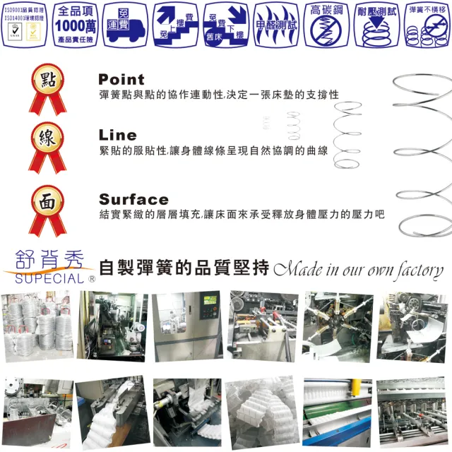 【USLEEP舒背秀】涼感微硬2.0mm護邊框獨立筒-6*7尺特大(6*7尺特大 2.0mm 涼感 護邊框 微硬式)