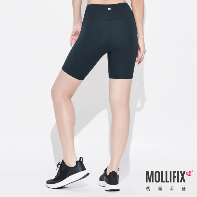 【Mollifix 瑪莉菲絲】高腰包覆訓練3分褲、瑜珈服、Legging(水墨綠)