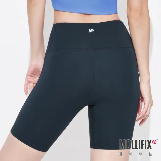 【Mollifix 瑪莉菲絲】高腰包覆訓練3分褲、瑜珈服、Legging(水墨綠)