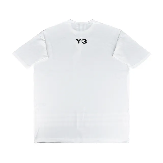 【Y-3 山本耀司】Y-3黑字LOGO三條紋造型純棉短袖圓領T恤(平輸品/男/白)