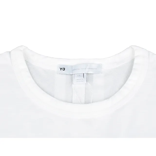 【Y-3 山本耀司】Y-3黑字LOGO三條紋造型純棉短袖圓領T恤(平輸品/男/白)