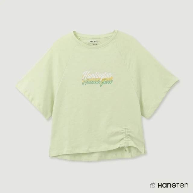 【Hang Ten】女裝-純棉霓虹招牌印花短袖T恤(淺綠)