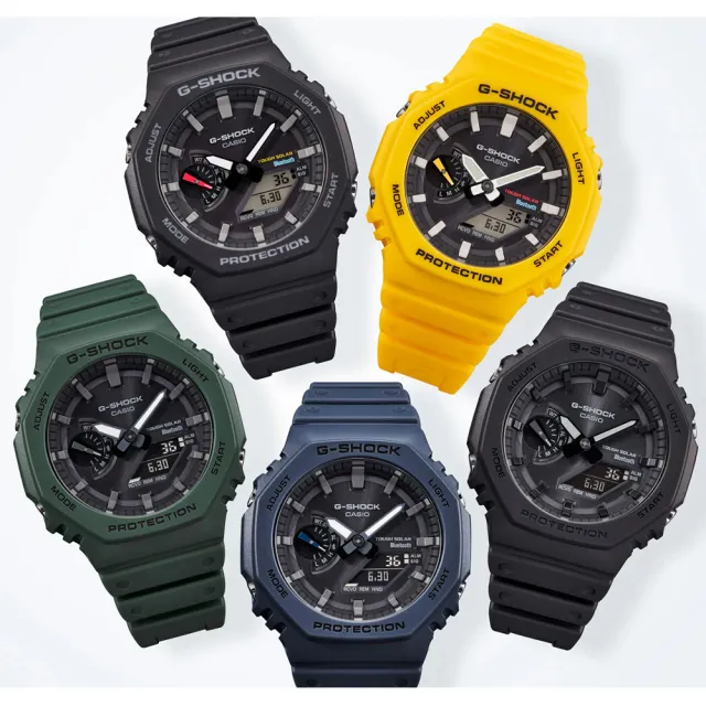 【CASIO 卡西歐】G-SHOCK 藍牙 太陽能 八角防護構造雙顯手錶 畢業 禮物(GA-B2100-3A/速)