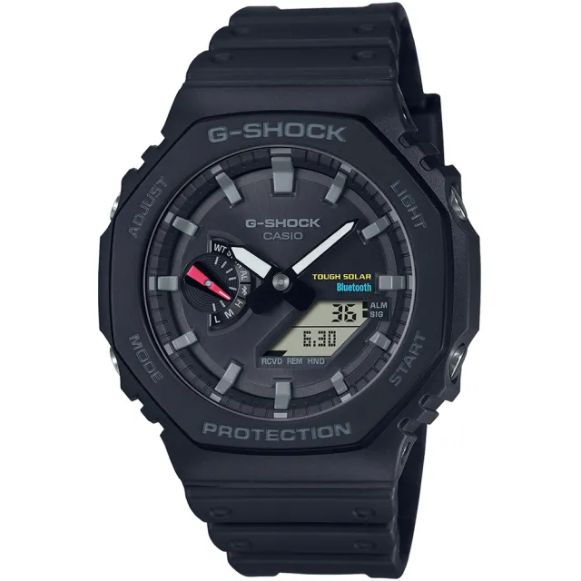 【CASIO 卡西歐】G-SHOCK 藍牙 太陽能 八角防護構造雙顯手錶  禮物(GA-B2100-1A/速)