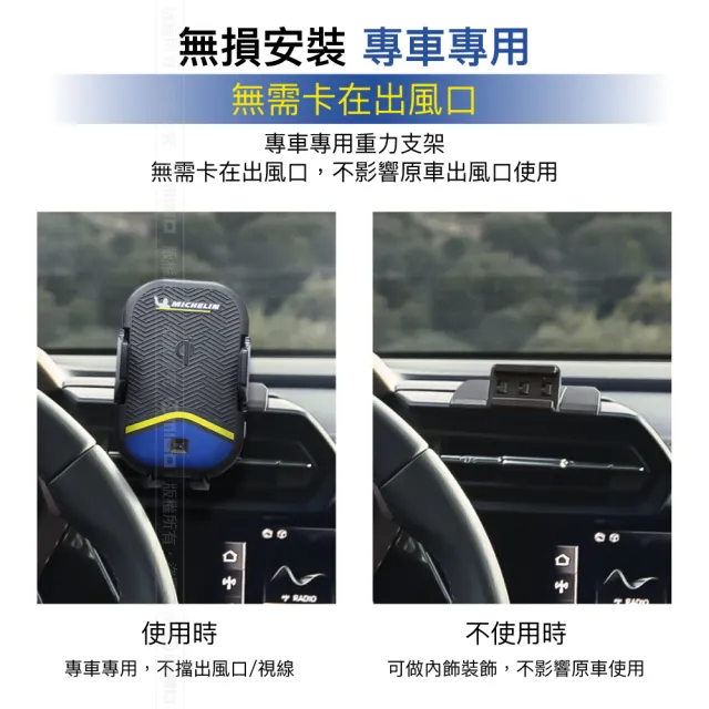 【Michelin 米其林】Qi 智能充電紅外線自動開合手機架 ML99(AUDI 奧迪 A3 2021年~)