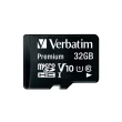 【Verbatim 威寶】Premium MicroSDHC 32GB C10 V10 UHS-I U1記憶卡(44083)