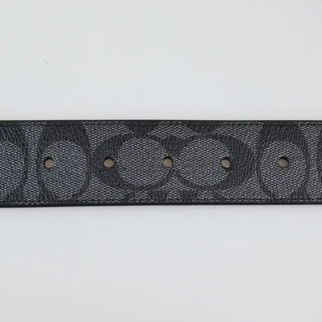 【COACH】COACH經典金屬壓印LOGO印花PVC釦式皮帶(寬版/炭黑x黑)
