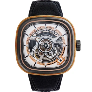 【SEVENFRIDAY】大馬士革工法自動上鍊機械錶-黑色/47.6x47mm(PS2/02)