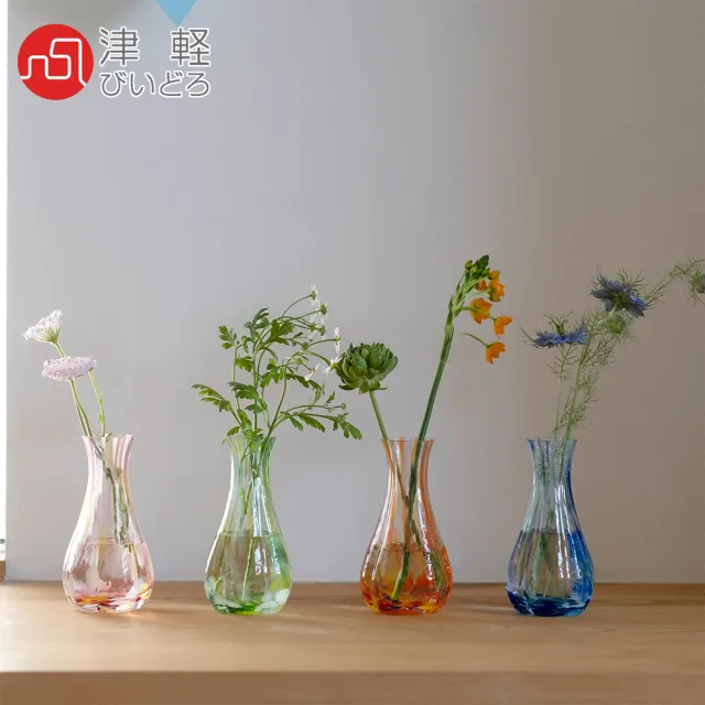 【ADERIA】日本製津輕系列花彩玻璃花瓶(海洋藍)