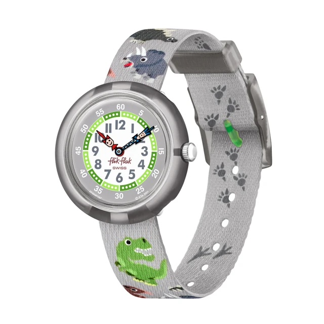 【Flik Flak】兒童手錶 恐龍情誼 COOLOZAURUS 兒童錶 編織錶帶 瑞士錶 錶(31.85mm)